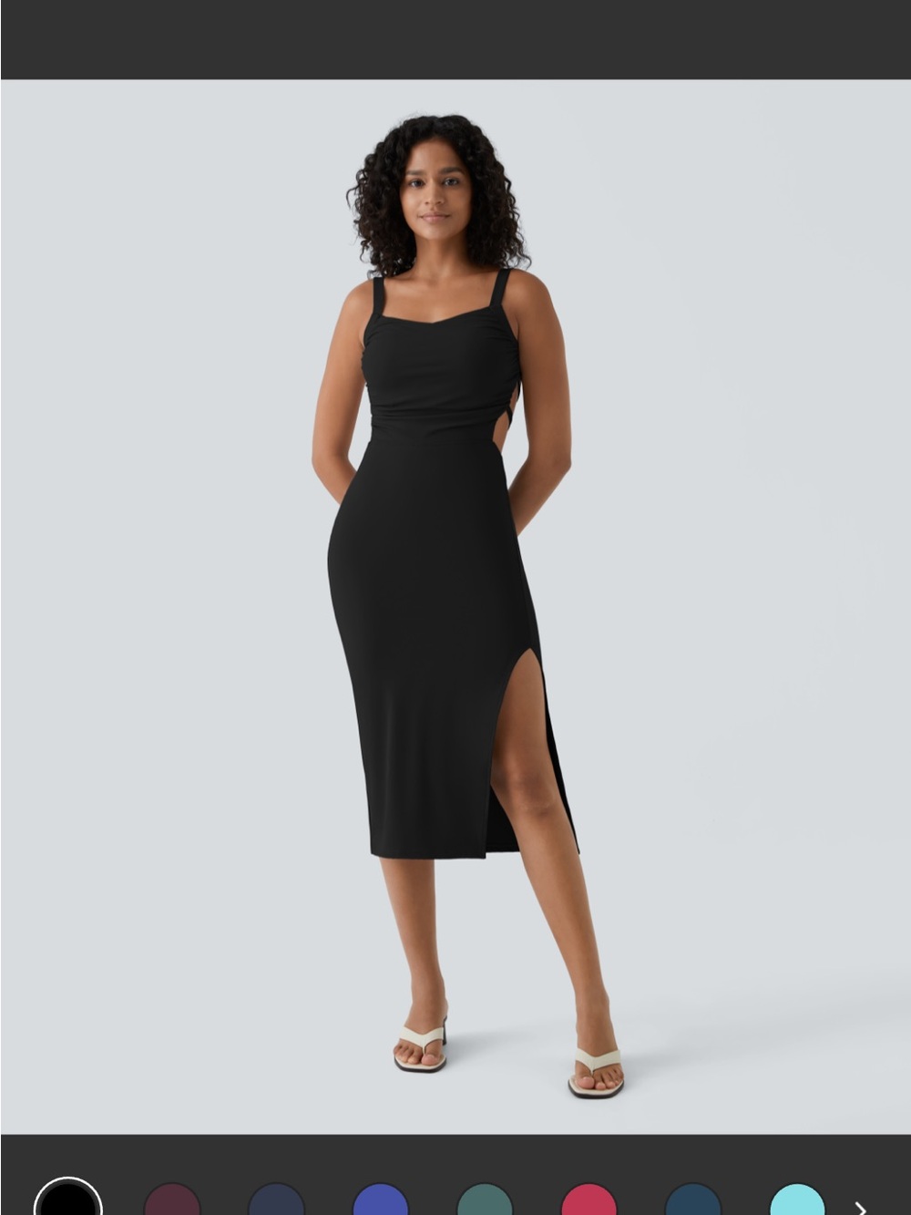 HALARA Black Midi Cutout Dress with Side Slit